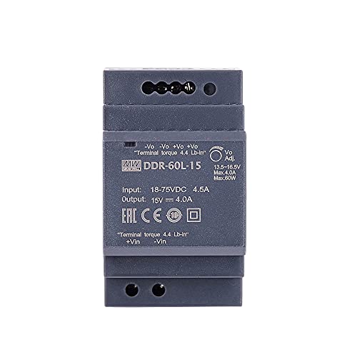【中古】【未使用・未開封品】オリジナル Mean Well DDR 60W DIN レール DC-DC コンバーター 入力 18-75V DC から 15V DC 4A 60W 電源変換器 (24V/48VDCから15Vdc)