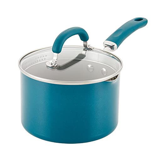 【中古】【未当て嵌める・未開封品】Rachael Ray Create Delicious ノンスティックソースパン/出どころ食麺麭 ストレーニングと蓋付き添い人 3クオート グレーシマー
