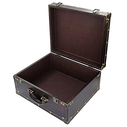 【中古】【未当て嵌める・未開封品】DreamsEden 大型かざり付ける記憶装置ブート - 木製ヴィンテージスーツケース 宝箱 13.8in x 11.8in x 6.9in