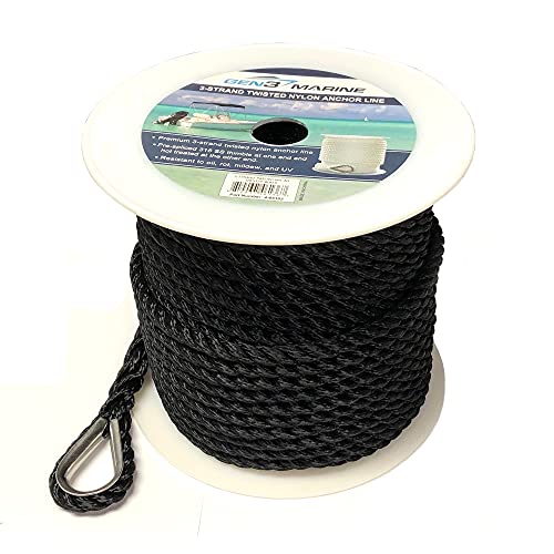 【中古】【未使用・未開封品】Gen3 Marine 3ストランド ツイスト ブラック ボート アンカー ライン (3/8インチ x 150フィート)｜AJIMURA-SHOP