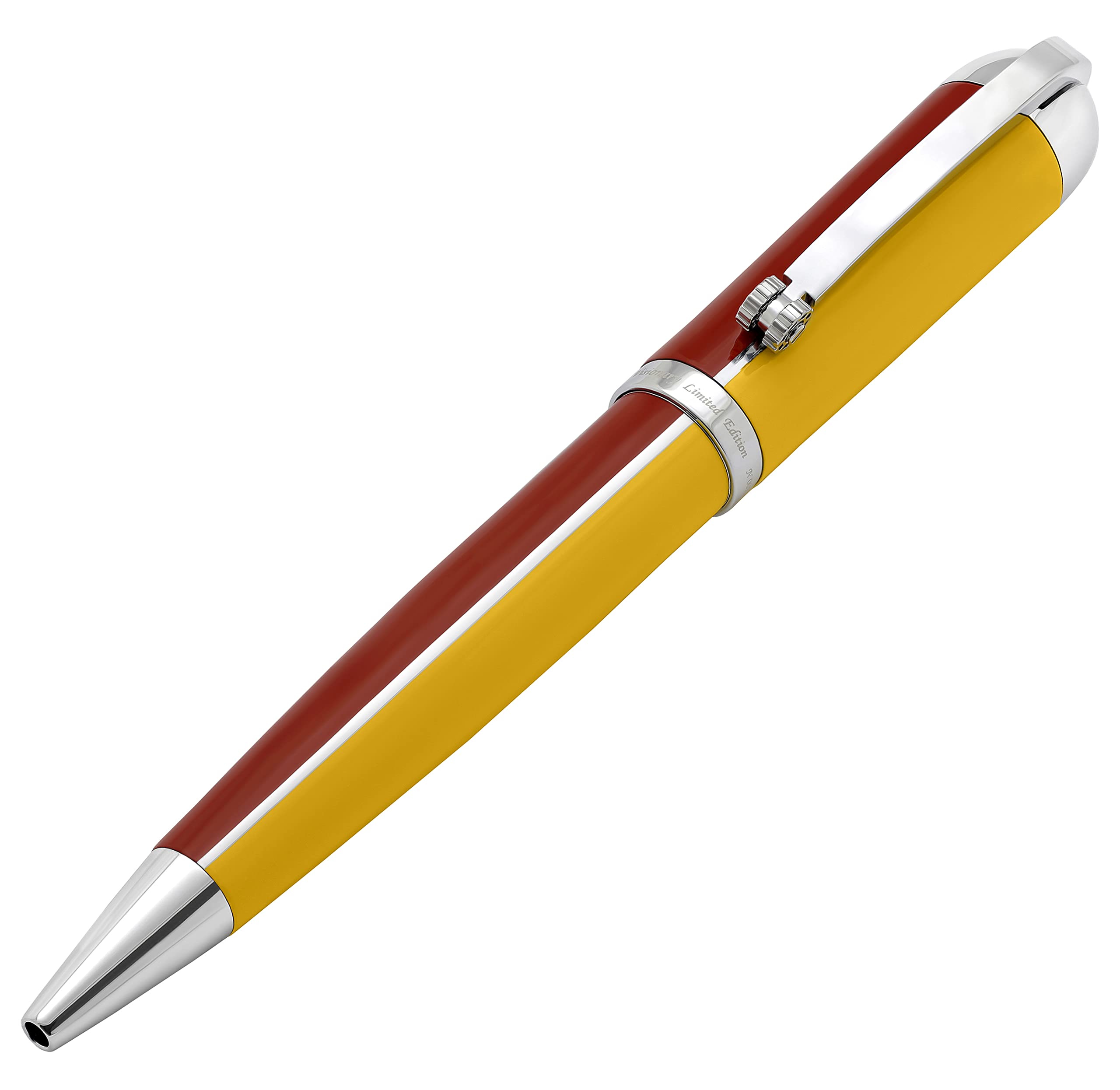 【中古】【未使用・未開封品】Xezo Visionaryミディアム格納式ボールペン。 アスペンゴールドとレッドの色。 500の限定版、シリアル化。 手作り｜AJIMURA-SHOP