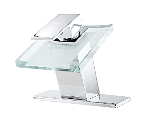 【中古】【未使用・未開封品】Waterfall バスルーム蛇口 ガラス注ぎ口 モダンデザイン ワンハンドル シングルホール 洗面台 洗面台 浴室 シンク 蛇口 クローム ソリッド真鍮|AJIMURA-SHOP