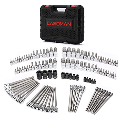 【中古】【未使用・未開封品】CASOMAN 107ピース ビットソケットセット 1/4インチ 3/8インチ 1/2インチ ドライブ トルクス/エクストラロング トルクス/不正開封防止 トルクス/|AJIMURA-SHOP