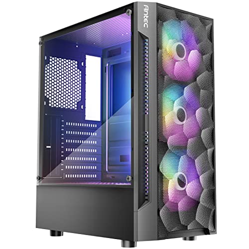 【中古】【未使用・未開封品】Antec NX260 ATX ミッドタワーケース 強化ガラス サイドパネル フルサイドビュー フロント2 x 140mm & リアには120 mm RGBファン1個