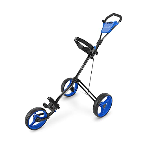 【中古】【未使用・未開封品】SereneLife 3輪ゴルフプッシュカート ? 軽量折りたたみ式ウォーキングローラートロリーバッグストレージ 上部&下部ブラケット ゴムストラップ付