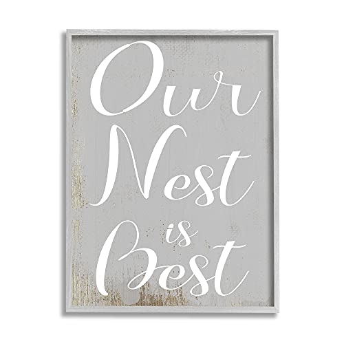 【中古】【未使用・未開封品】Stupell Industries Rustic Our Nest is Best Phrase Home Nursery、Daphne Polselliによるデザイン グレーフレームウォールアート 16 x 20イン｜AJIMURA-SHOP