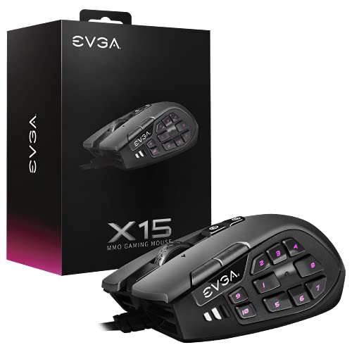 【中古】【未当てはめる・未開封品】EVGA USB ゲーミングマウス X15 MMO 8K 有線 黒いこと カスタマイズ能力のある 16000DPI 5プロファイル 20名取り草 エルゴノミック 904-W1-15BK-KR