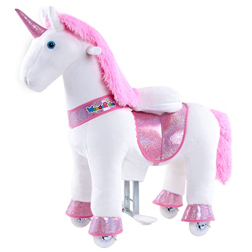 【中古】【未使用・未開封品】WondeRides Ride on Unicorn Toy ロッキングホース ピンクユニコーン 高さ30.1インチ サイズ3 3~5歳用 馬に乗るぬいぐるみ 散歩 動物 機械式乗馬|AJIMURA-SHOP