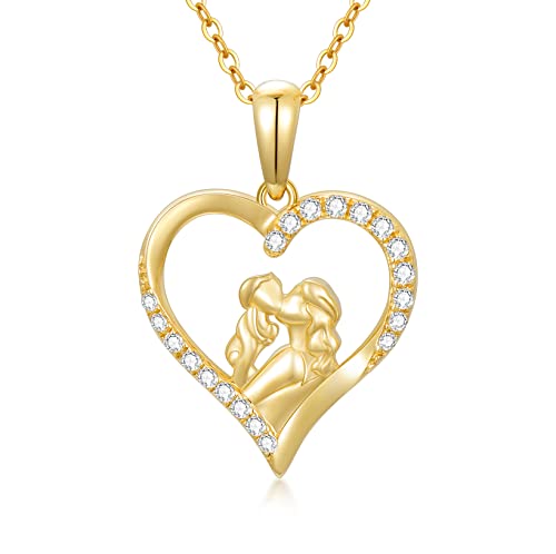 【中古】【未使用・未開封品】14K ソリッドゴールド 母娘ネックレス ハートペンダントネックレス 母の日ギフト 祖母 母 妻|AJIMURA-SHOP