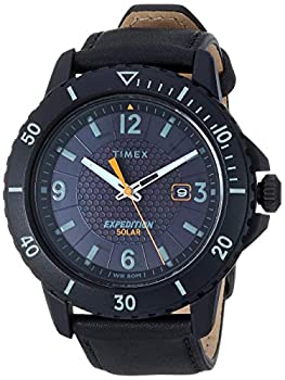 中古 インポート気位 未消耗 Timex Tw4b Men S Expedition Gallatin Solar Powered Black Leather Strap Watch Double19productions Com