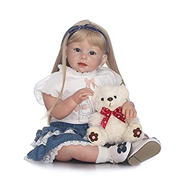 中古 輸入品 未使用 Npk Toddlers Rebornベビー人形ガールソフトシリコンリアルな28 赤ちゃんキッズ幼児用おもちゃブロンドのロングヘアハンドメイドweightedボディ Mozago Com