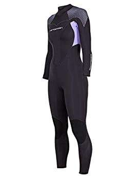 レディースThermoprene Proウェットスーツ3?mm Back Zip Fullsuitブラック ラベンダー