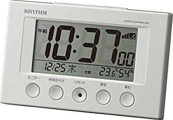 【中古】【未使用未開封】リズム(RHYTHM) 目覚まし時計 電波時計 温度計・湿度計付き フィットウェーブスマート 白 77×120×54mm 8RZ166SR03