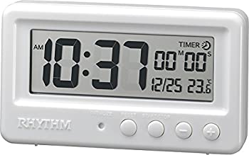 【中古】【未使用未開封】置き時計 デジタル時計 防水 タイマー付き アクアプルーフ 白 リズム時計 8RDA72SR03