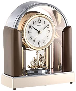 【中古】【未使用未開封】セイコー クロック 置き時計 スタンダード 電波時計 ツイン・パ 濃茶 マーブル 模様光沢仕上げ BY238B SEIKO