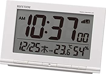 【中古】リズム(RHYTHM) 目覚まし時計 電波時計 温度計・湿度計付き フィットウェーブD193 白 9.3×14.5×4.1cm 8RZ193SR03