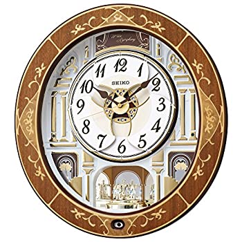 【中古】【未使用未開封】セイコークロック 置き時計・掛け時計 天然色木地 46.3×42.5×10.6cm 電波 アナログ からくり トリプルセレクション メロディ RE580B