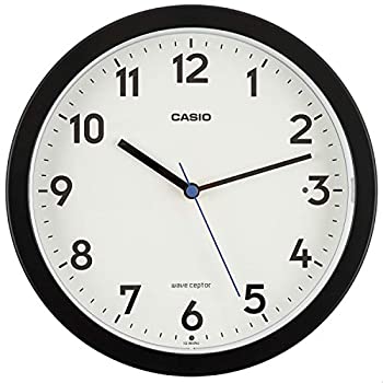 【中古】CASIO(カシオ) 掛け時計 電波 ブラック 直径22.4cm アナログ 常時点灯 夜間秒針停止 置き掛け兼用 IQ-860NJ-1JF