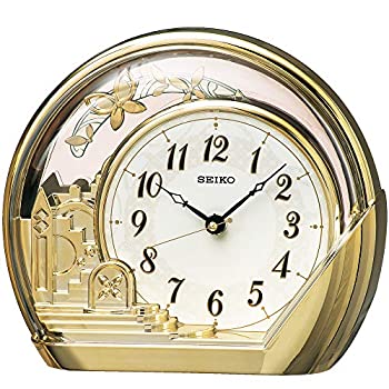 【中古】セイコークロック(Seiko Clock) 置き時計 金色光沢 本体サイズ:18.4×21.2×7.5cm アナログ 飾り振り子 PW428G|AJIMURA-SHOP