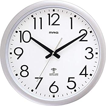 【中古】MAG(マグ) 掛け時計 電波 アナログ ウェーブ420 直径42cm シルバー W-462SM