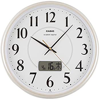 【中古】CASIO(カシオ) 掛け時計 電波 シャンパン 直径34cm アナログ カレンダー 表示 IC-1001J-9JF