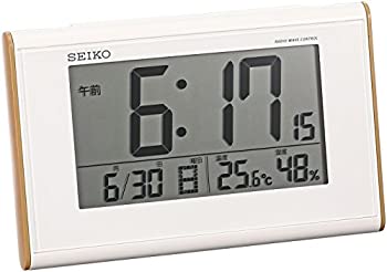 【中古】セイコー 時辰儀 目ざまし時計時辰儀 電磁波 デジタル 暦 体温 湿度 書きあらわす うす茶色 肌理 飾りつけ SQ771B SEIKO