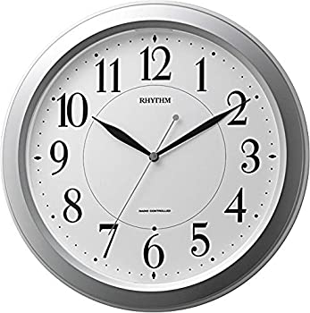 【中古】リズム(RHYTHM) 掛け時計 電波 アナログ ピュアライトM26 暗所 ライト 自動 点灯 銀色 メタリック RHYTHM 4MYA26SR19