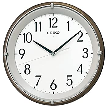 【中古】セイコー クロック 掛け時計 自動点灯 電波 アナログ 夜でも見える 木枠 茶 メタリック KX203B SEIKO 18,555円