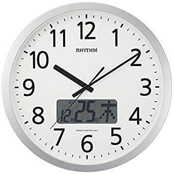 【中古】【未当て嵌める未開封】柱時計 電磁波時辰儀 24回鐘役立つこと しろがね色 音楽的リズム(RHYTHM) 4FN405SR19