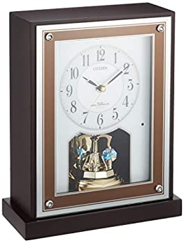 【中古】シチズン 置き時計 電磁波 アナログ R413 【 日本製 】 結晶 回転させる飾りつけ 年代順の継続秒針 木 茶 CITIZEN 8RY413-006