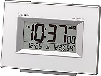 リズム(RHYTHM) 目覚まし時計 電波 デジタル フィットウェーブD194 温度 ・ 湿度 計付き カレンダー 白 RHYTHM 8RZ194SR03