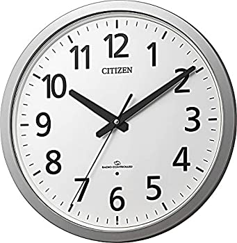 【中古】リズム(RHYTHM) 掛け時計 銀色 Φ38x5cm 電波 アナログ 高感度受信 オフィス 静かな秒針 シチズン 4MY855-019｜AJIMURA-SHOP