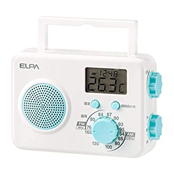 中古 輸入品日本向け 朝日電器 在庫一掃 ELPA エルパ 時計や温度を表示できる液晶画面 AM 水回りで使える ER-W40F 【通販激安】 FMシャワーラジオ