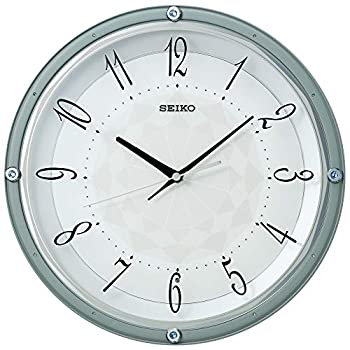 【中古】【未使用未開封】セイコークロック 掛け時計 薄青 直径33.0×5.0cm 電波 アナログ スワロフスキークリスタル KX257L