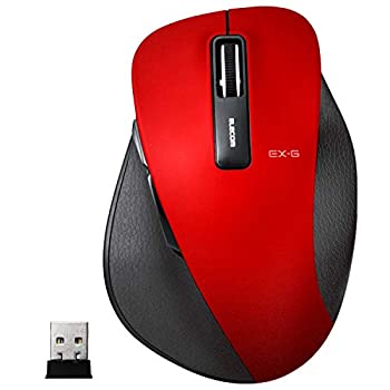 【中古】エレコム マウス ワイヤレス (レシーバー付属) Lサイズ 5ボタン (戻る・進むボタン搭載) BlueLED 握りの極み レッド M-XGL10DBRD｜AJIMURA-SHOP