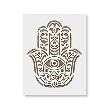 【中古】【未使用未開封】Hamsa Palm 曼荼羅ステンシルテンプレート 壁とクラフト用 再利用可能 ステンシル ペイント用 小&大型サイズ｜AJIMURA-SHOP