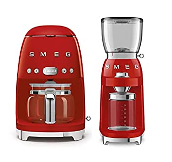 【中古】【未当てはめる未開封】Smeg DCF02RDUS 50年月日レトロスタイルドリップフィルターコーヒーメーカーバンドル Smeg CGF01RDUS 珈琲粉砕機付き添い人 - 赤いこと