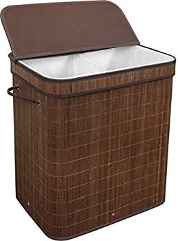 【中古】【未当て嵌める未開封】Greenco 竹製折りたたみ式ダブルハンパー フリップとっ始め蓋 サイドロープキャリーハンドル 分け取り付き添い人下着類ラインドライブ エスプレッソ