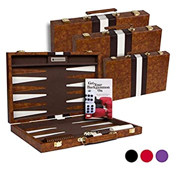 【中古】(Large Brown) - Top Backgammon Set - Classic Board Game Case - Best Strategy & Tip Guide - Available in Small Medium and Large Sizes By