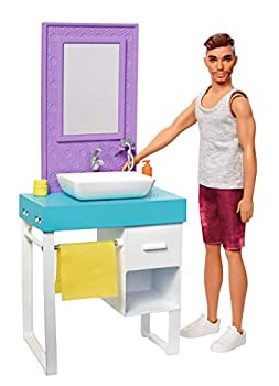 【中古】【未当て嵌める未開封】Barbie Ken Doll \u0026 Bathroom Playset