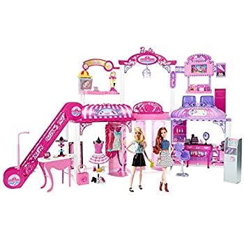 【中古】【未当てはめる未開封】BARBIE Malibu Ave SHOPPING MALL 50+ Pieces PLAYSET w Working ESCALATOR FASHION BOUTIQUE HAIR SALON FOOD COURT \u0026