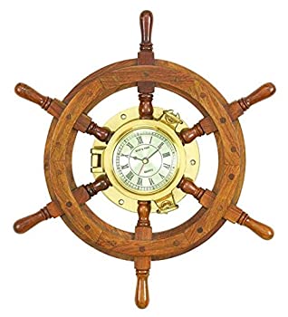 【中古】【未当て嵌める未開封】Wood shipswheel clock unique country home decor Wood Shipswheel Clock Unique Country Home Decor その他-花・ガーデン・DIY