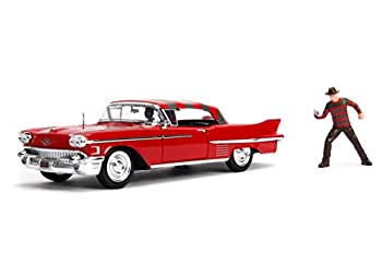 【中古】【未当て嵌める未開封】JADA TOYS ミニカー 1/24大いさ HWR 1958 Cadillac W/Freddy Krueger Nightmare on Elm street 赤いこと 26066 おもちゃ-ミニカー・トイカー