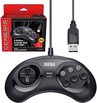 中古 輸入威儀 未苦心 Retro Bit Official Sega Genesis Usb Controller 6 Button Arcade Pad For Sega Genesis Mini Ps3 Pc Mac Steam Switch Usb Port Black Arsn Sn