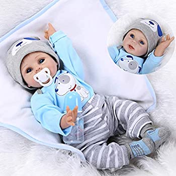 中古 輸入品 未使用 Npkdolls リボーンベビードール ソフトシリコンビニール 赤ちゃん 男の子 22インチ 55cm 口 かわいい男の子 おもちゃ ブルー 犬 かわいい人形 ギ Painfreepainrelief Com