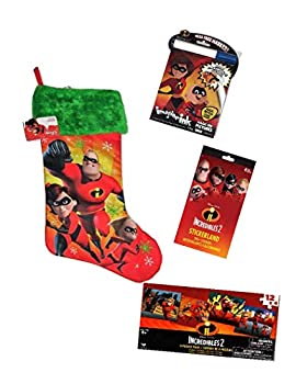 中古 輸入品 未使用 Incredibles 2テーマ プラッシュカフ クリスマスストッキング アクティビティギフトセット 4点ギフトセット クリスマスストッキング ステッカ Mozago Com