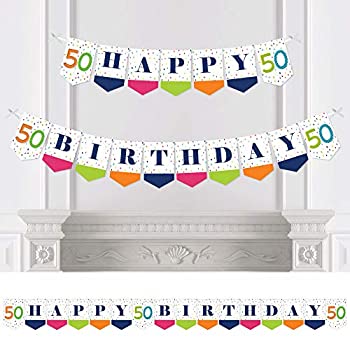 Big Dot - 50歳の誕生日 Birthday Happiness of カラフルな50歳の誕生日パーティーバナー 誕生日パーティーの