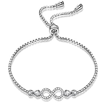 中古 輸入品 未使用 女性のためのブレスレットクリスマスの誕生日プレゼント女の子女の子彼女のための彼女の925純銀製インフィニティバングルママおばあちゃん母周年 Painfreepainrelief Com