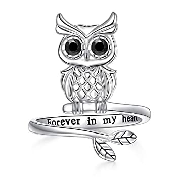 中古 輸入品 未使用 フクロウギフト 夜 フクロウリング レディース ガールズ スターリングシルバー アニマル 調節可能 ラップオープンリング フクロウ 恋人 ジュエリ Filmsdeculfrancais Com