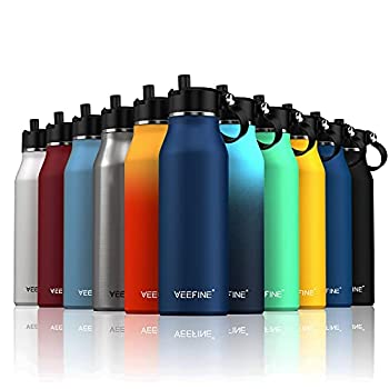 中古 輸入品 未使用 Veefine ステンレススチール製ウォーターボトル ストロー蓋付き 真空断熱 溝 サーモス 保冷 保温 食洗機対応 Bpaフリー フラスコ 漏れ防止 パウ Mozago Com